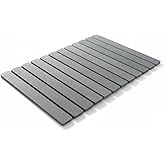 BOOSTLIFE Large Stone Bath Mat, Foldable Diatomaceous Earth Shower Mat – Quick Dry, Super Absorbent, Non-Slip, Easy Clean (Gray, 28" x 17")