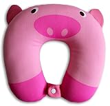 NIDO NEST Kids Travel Pillows for Airplane - Cute U-Shaped Neck Pillow for Cars, Toddlers, Children Birthday Gifts - Pig
