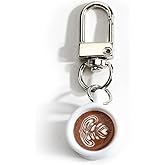MUCOOS Coffee Latte Art Keychain for Women Different Print Cafe Keychains Coffee Lover Gifts