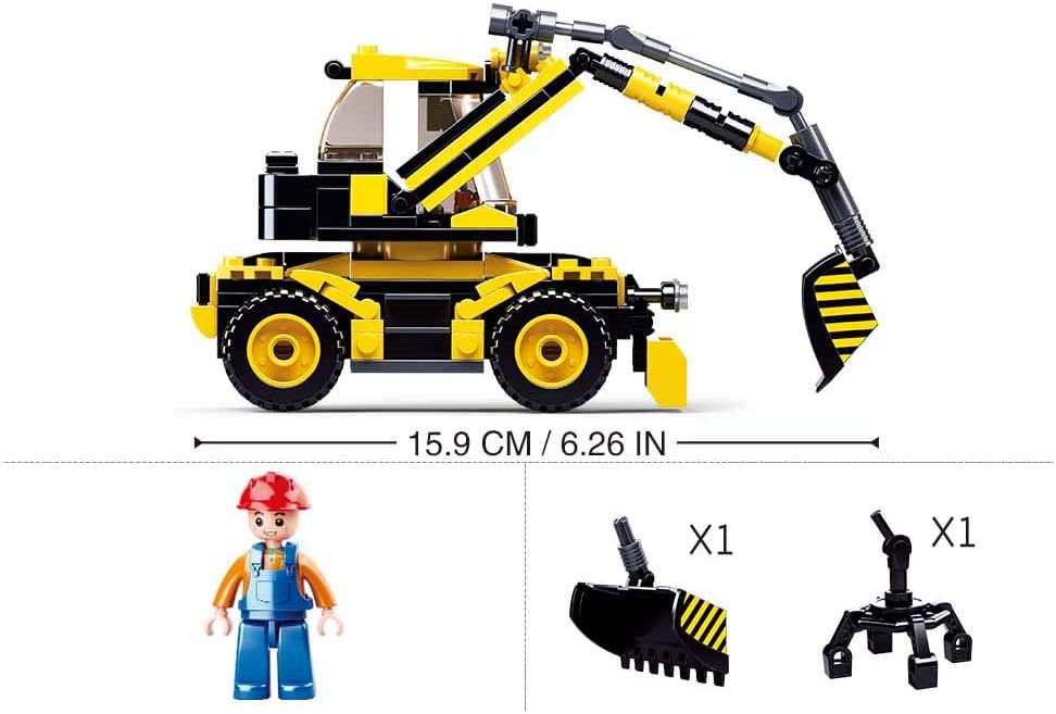 Sluban Town - Excavator 2 into1 196 Pieces, Mehrfarbig, 16 cm (L) x 10 cm (W) x 10 cm (H) - Image 5