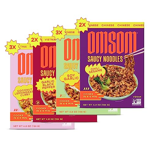 Omsom Saucy Noodle Variety Sampler by Omsom, All-In-One Asian Noodles ...