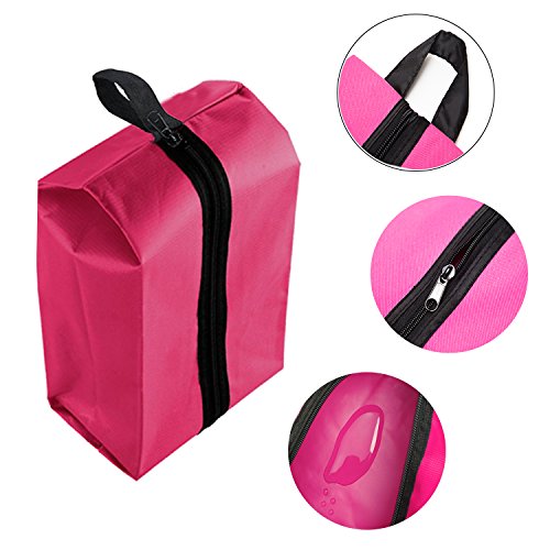 Vovoly Travel Shoe Bags Portable Waterproof For Men & Women Oxford-Nylon With Zipper Pack of 4 pink - Thumbnail 2
