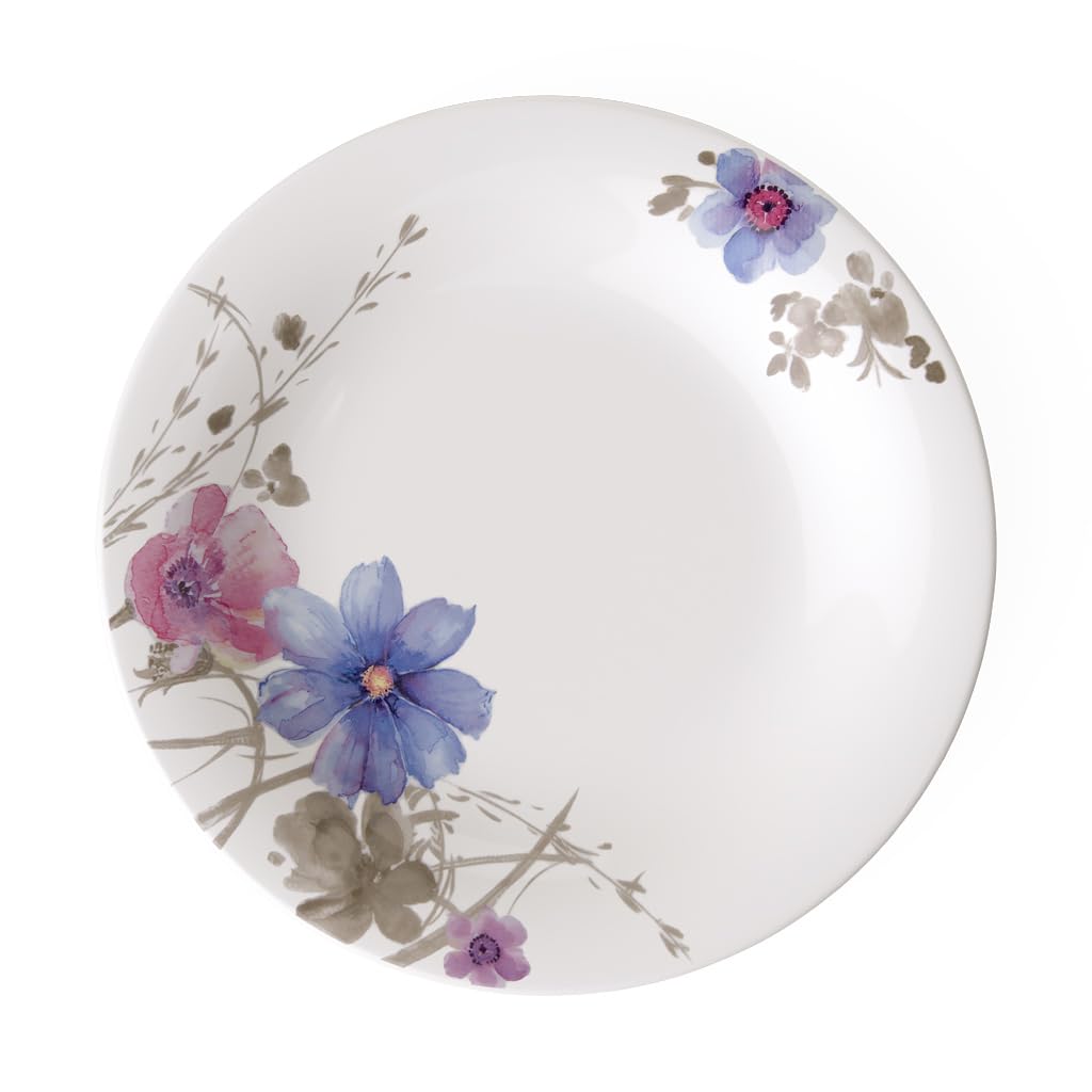 Villeroy & Boch – Mariefleur Gris Basic Breakfast Plate, round premium porcelain plate with a playful flower decoration, dishwasher safe, 21 cm