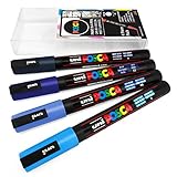 Uni POSCA - PC-3M Art Paint Markers - Set of 4 - In Plastic Wallet - Blue Tones