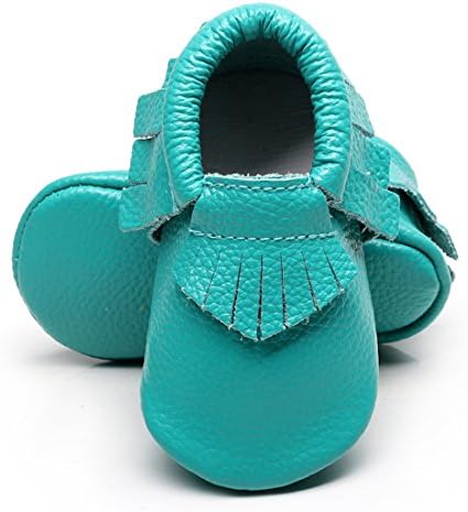 Infant Toddler Moccasins Baby Crib Shoes Soft Leather Sole Tassel Prewalker First Walkers,Aqua,18-24 Months
