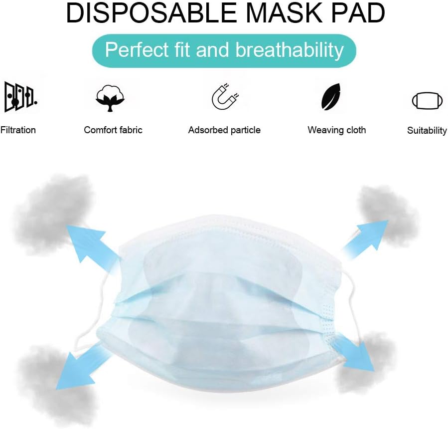 100Pcs Disposable 3-Layer Masks Gasket, Anti Dust Breathable Disposable Earloop Mouth Face Mask, Comfortable Sanitary Surgical Mask