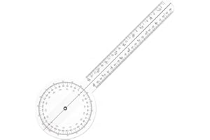 BSDURABLE Goniometer 1-Piece Goniometer Set, 12 inch 360-degree Transparent Protractor Body Measurement with Physical Therapy Goniometer Measuring Square (12 inches)