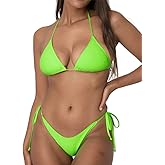 Women Brazilian Bikini Two Piece Triangle Set Tie String Spaghetti Strap Thong Swimsuits