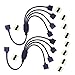 TronicsPros 4 Pin LED Splitter Cable Flex LED Strip Connector 4 Way Splitter for One to Four SMD 5050 3528 2835 RGB LED Tape LED Ribbon LED Strip Light -30cm/12in Long (1 to 4 Splitter, Black, 2pcs)