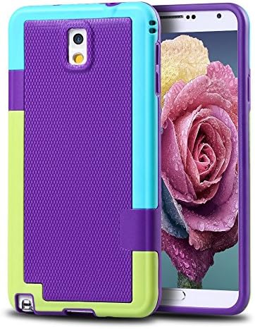 Note 3 Case, EXSEK Hybrid Ultra Slim 3 Color Case [Extra Front Raised Lip] Soft TPU &amp; Hard Bumper Durable Case Cover for Samsung Galaxy Note 3 (Purple)