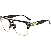 Dollger Square Sunglasses for Men Classic Oversized Sun Glasses Retro Semi Rimless Gold Alloy Frame UV400