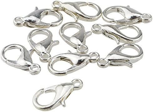 GBSTORE 100 Pcs 6x12mm Silver Plated Jewelry Lobster Clasps Jewelry Making Findings Lead &amp; Nickel Free