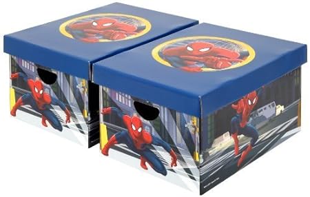 2 cajas de almacenamiento de cartón grande Spiderman de Marvel: Amazon.es: Hogar