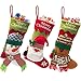 CHFUN Christmas Stockings,20'' Set of 3 Classic Plush 3D Santa Snowman Reindeer Large Xmas Stocking Kits Party Decoration