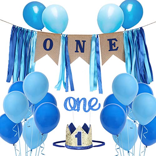 1st Birthday Boy Decoration Set One Blue Birthday High Chair