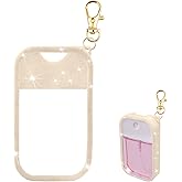 COCGVEL Silicone Case Compatible with Touchland Hand Sanitizer Spray, Protective Case with Keychain for 1 fl oz, Hand Sanitizer Spray Accessory (Glitter Sequin Blush Beige)