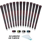 SAPLIZE Golf Grips (13 Grips + 15 Tapes Bundle), Rubber Golf Club Grips, Mid Size, Red, CC01 Series