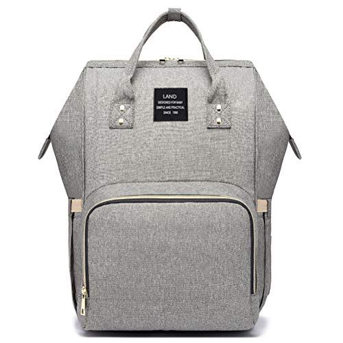 HaloVa Diaper Bag Multi-Function Waterproof Travel Backpack Nappy Bags for Baby Care, Large Capacity, Stylish and Durable, Greyish - Thumbnail 7