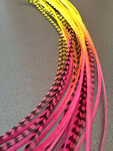 Pink 100 Real Rooster Feather Hair Extensions Tie Dye 10 Hair