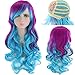 TopWigy Long Colorful Curly Wavy Rainbow Hair Wig Mermaid Wigs for Women Halloween Cosplay, Music Festival, Theme Parties, Anime Costume Party, Fun, Purple and Blue