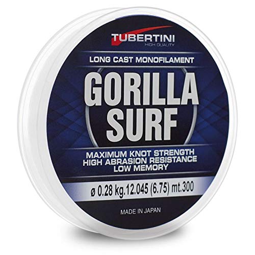 Tubertini Fishing Line Gorilla Surf 0.35mm 300m Nylon Ideal for Spinning Surfcasting Carpfishing Trout Lake Knot Resistant with Little Elasticity