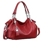 Heshe Womens Leather Handbags Ladies Designer Purse Tote Bag Top Handle Bag Hobo Bag Shoulder Bag Cross Body Bag (Wine)