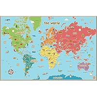 Wall Pops WPE0624 Kids World Dry Erase Map Decal Wall Decals