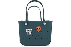 Jesslynne Beach Rubber Bag Tote Bag,Extra Large Waterproof Travel Women Handbag with Charms for Sports Beach Groceries Pool