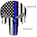 Reflective Punisher Skull 5.5 x 4.1 inch & US flag Decals with Thin Blue Line for Cars & Trucks, American USA Flag Decal Sticker Honoring Police Law Enforcement Window Bumper Vinyl Stickers (3-PACK)