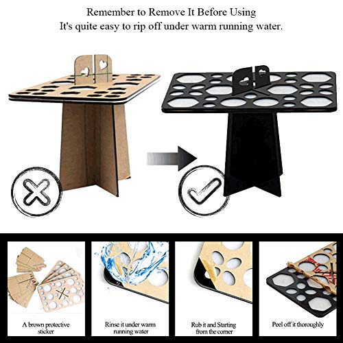 BEAKEY Makeup Brush Drying Rack Air Tree Tower Organizer Folding Brush Holder Cosmetic Shelf Tools [Updated Version]-28 Holes Mix Size, Black - Thumbnail 4