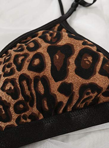 51yJpdIBoOL Lencería sexy con estampado de leopardo para mujer, 2 piezas, mono de tiras con cierre de corazón bodycon Teddy Babydoll Lencería sexy con estampado de leopardo para mujer, 2 piezas, mono de tiras con cierre de corazón bodycon Teddy Babydoll - Imagen 4