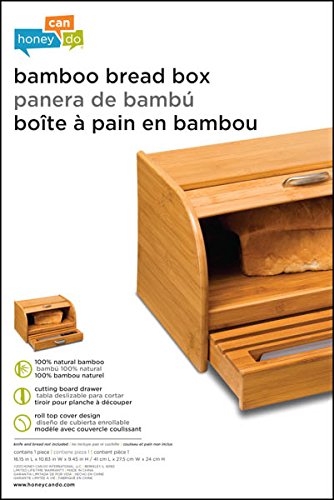 Buy Honey Can Do Kch 01081 Bamboo Rolltop Bread Box With Pull Out
