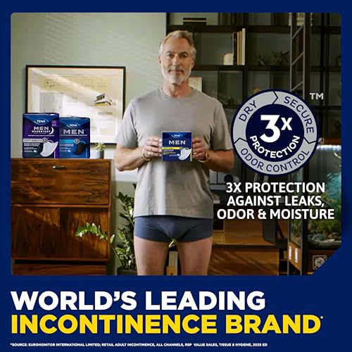 Tena Men Light Incontinence Protective Shield for Men, Bladder Control, Discrete, Light Absorbency, 174 Count