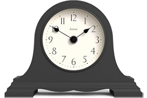 JONES CLOCKS® Speakeasy Mantel Clock | Classic Napoleon’s hat Design | Dark Grey | Contemporary Classic Style for Desk, Table, Shelf or Bedside