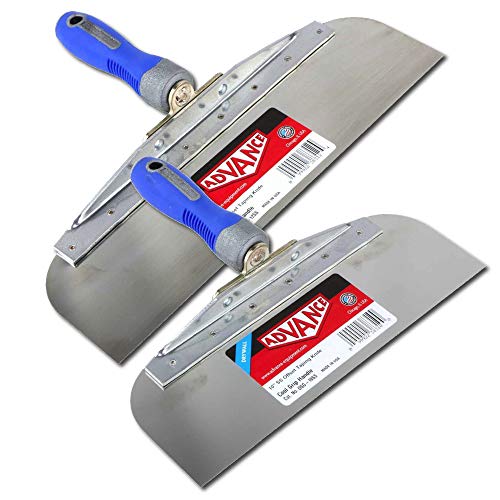 Offset Taping Knife Set - 10" and 12" Knives - Stainless Steel with Soft Grip Handle