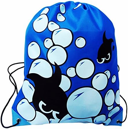 WNOSH Drawstring Backpack School Shoulder Bag Waterproof Beach Swimming Bag Pouch(Blue fish)