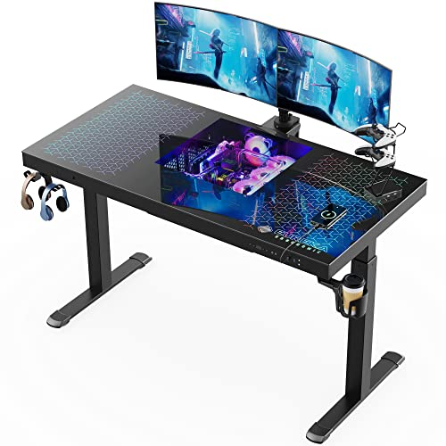 EUREKA ERGONOMIC RGB Gaming Desk PC Case Built in, 55