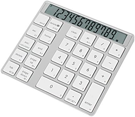 MCSaite Bluetooth Numeric Keypad, Wireless Number Pad with Screen Built-in Calculator 28 Keys Aluminum Charging for Microsoft Mac OS X Vista Win 7