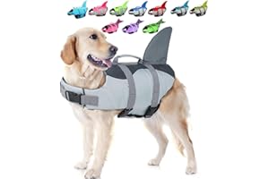 EMUST Large Dog Life Jacket, Dog Life Vests for Swimming, Float Coat Swimsuits Flotation Device Life Preserver Belt Lifesaver Flotation Suit for Pet, (XL,Grey)