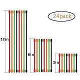 Pack of 24,Reusable Rubber Twist Ties, 3, 6 and 12 inch Cable Ties
