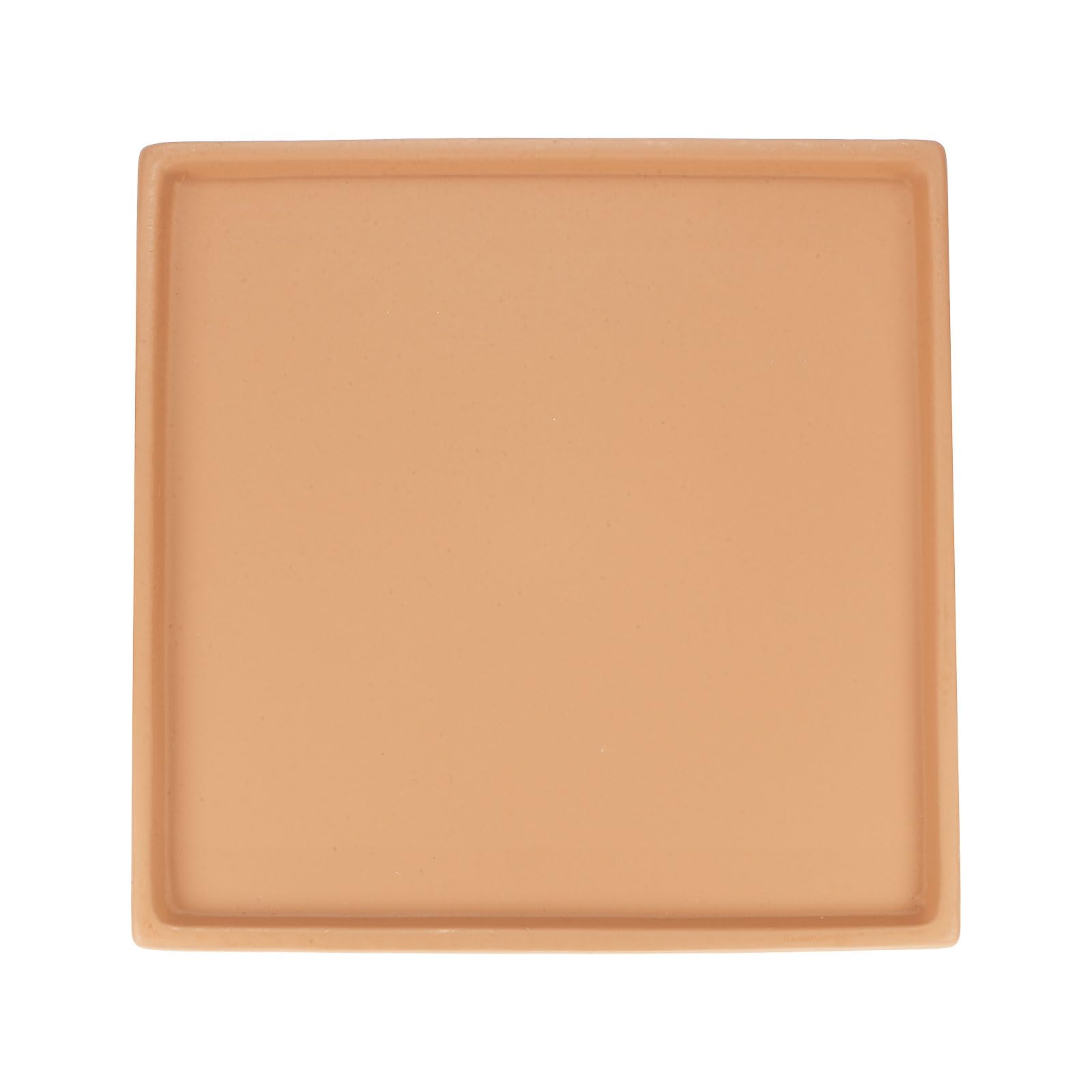 M METERXITY Ceramic Plant Saucer, 8 Inch Plant Water Catcher Tray, Plant Pot Saucers for Indoor/Outdoor Plants/Flower Drainage Drip Water Tray [Square Dark Orange]