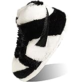 MOLERFO Sneaker Slippers Non Slip Sole Indoor House Plush Slippers Unisex Indoor Floor Cotton Shoes (BLACK-HB,5.5,12)