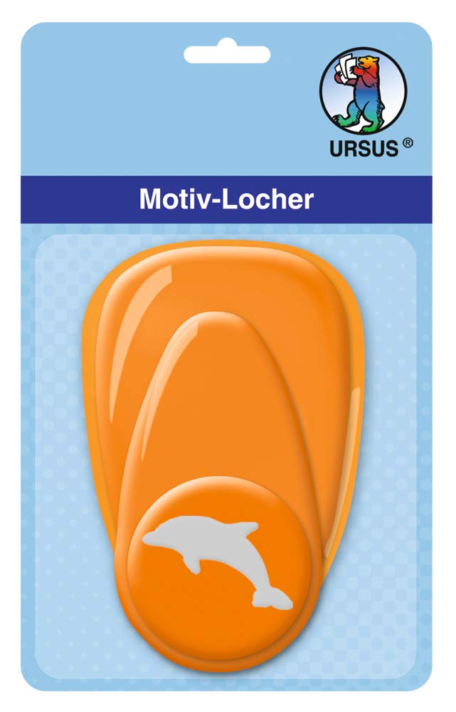Ursus 19480022 Hole Punch with Lever, Medium, Dolphin, Approx. 25.4 mm Orange