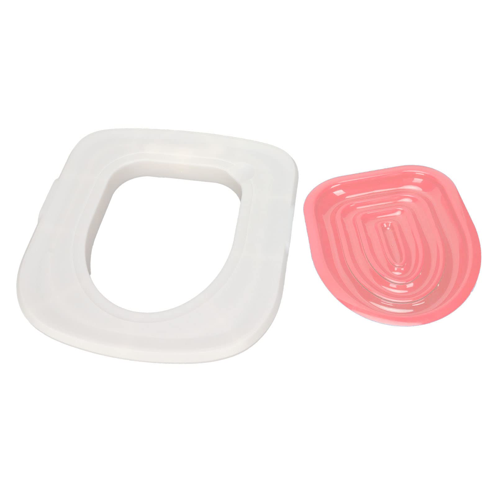 Cat Toilet Training Kit, Safe Universal Cat Toilet Trainer Environmentally Friendly Easy To Install Reusable for Home (White Tray, 1 Pink Inner Support)