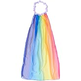Sarah's Silks Rainbow Veil, Real Silk, 28" Long Veil with 18" Stretchy Headband | Real Natural Silk Waldorf Toys