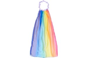 SARAH'S SILKS Rainbow Veil, Real Silk, 28" Long Veil with 18" Stretchy Headband | Real Natural Silk Waldorf Toys