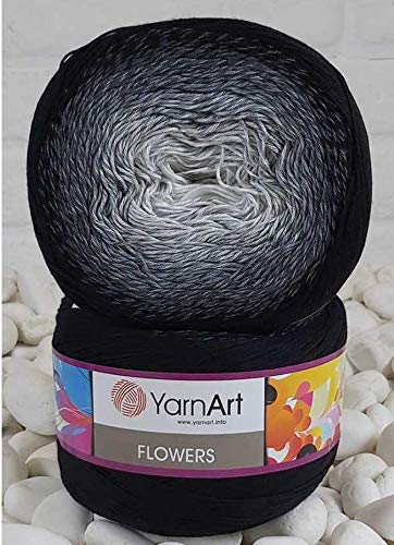 Yarn Art YarnArt Flowers Yarn 55% Cotton 45% Acrylic 250gr 1094yds Multicolor Cotton Yarn Rainbow Crochet Yarn Spring Summer - 1 Fine Sport Skein (253)