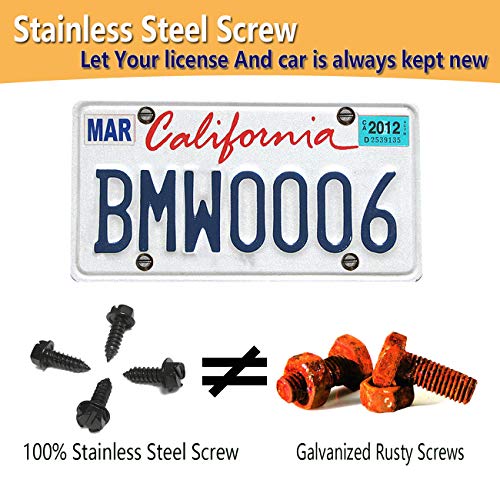 Black License Plate Screws Rustproof Stainless Steel Screws, 3/4
