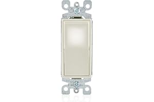 Leviton Decora LED Illuminated Rocker Single-Pole Switch, L5611-2T, Light Almond