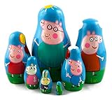 Peppa Pig Family Matryoshka Wooden Russian Nesting Dolls Kids Room Decor Art Crafts Gifts 7pc